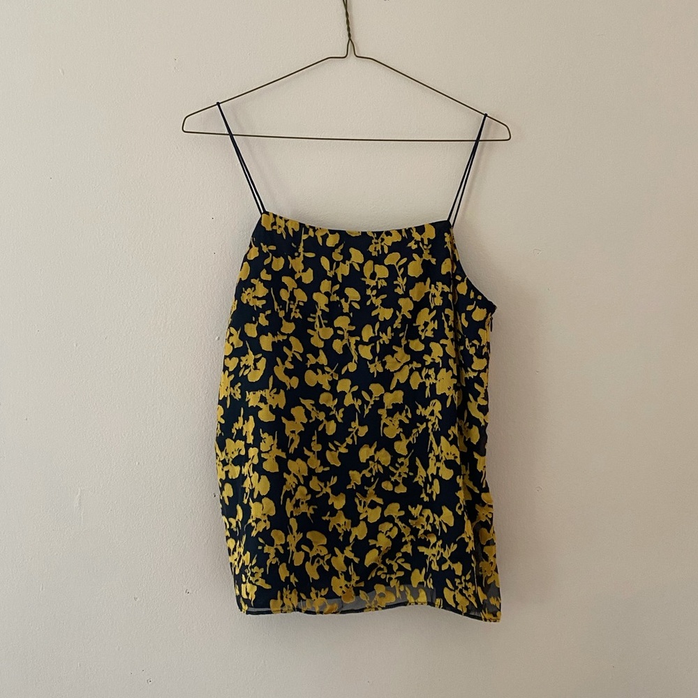 Club Monaco XS Gold and Black Floral Camisole